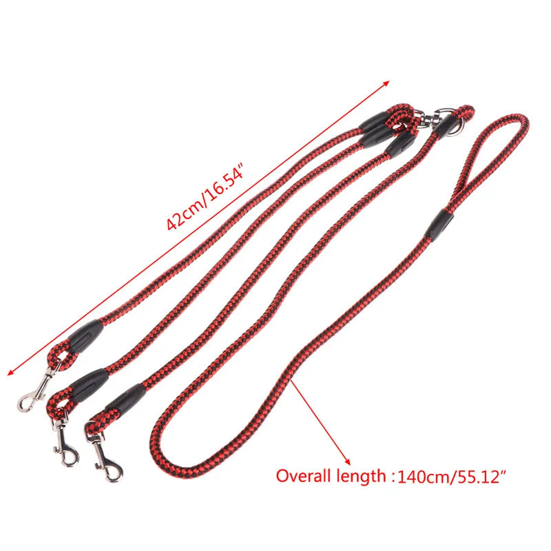Heavy Duty Triple Pet Dogs Leash Coupler Lead With Nylon Soft Handle For Walking 3 Dogs Outside Traction Rope Pet Supplies