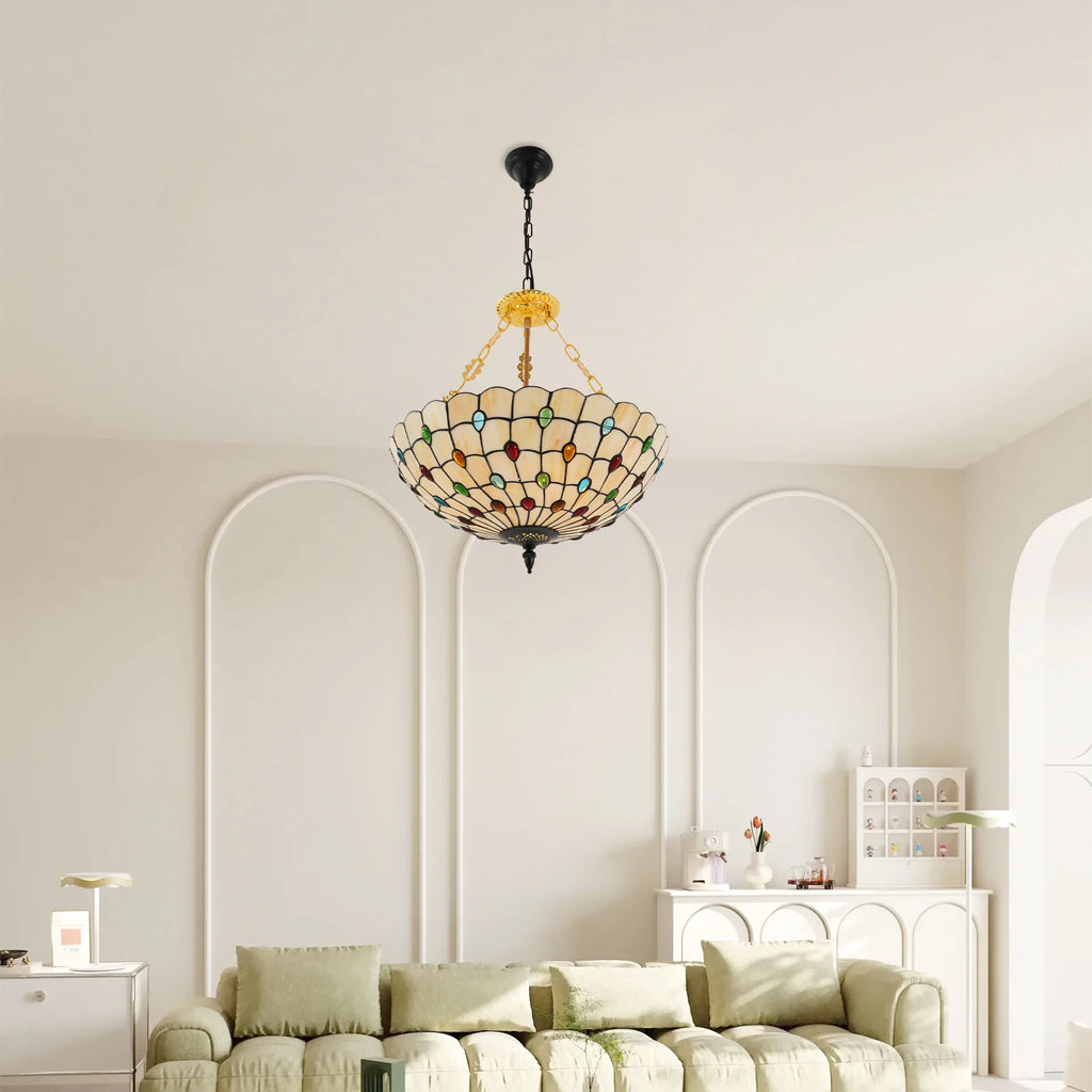 25W Ceiling Light With Gloves Colourful Tiffany Style Ceiling Mount Chandelier Indoor Build to Last Good Lighting Effects