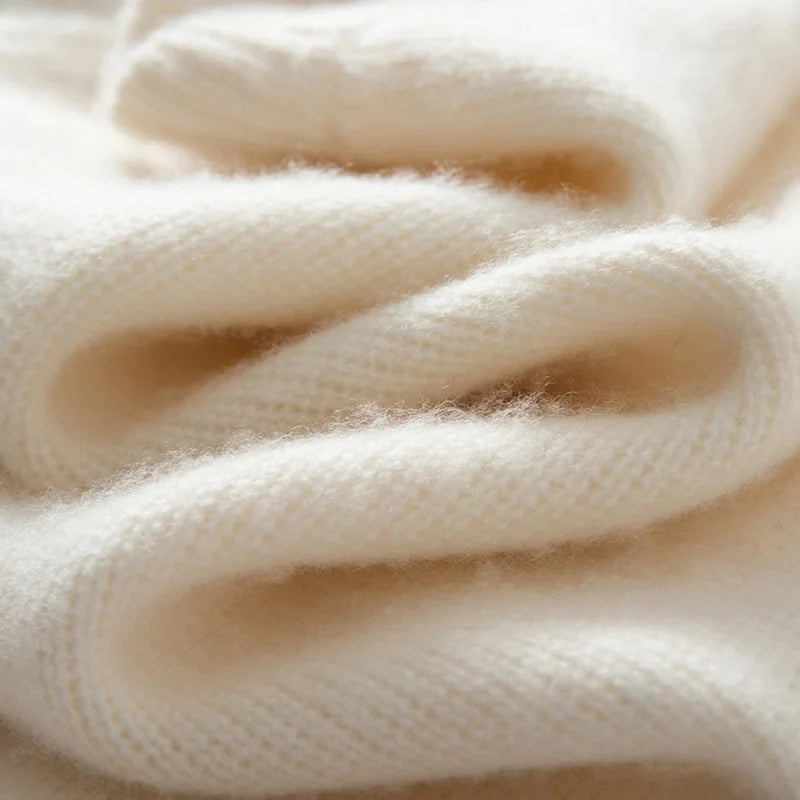 ADDONEE Heavyweight Men's Autumn Winter Thick 100% Cashmere Pullover Sweater O-neck Long Sleeve Striped Cashmere Knitwear