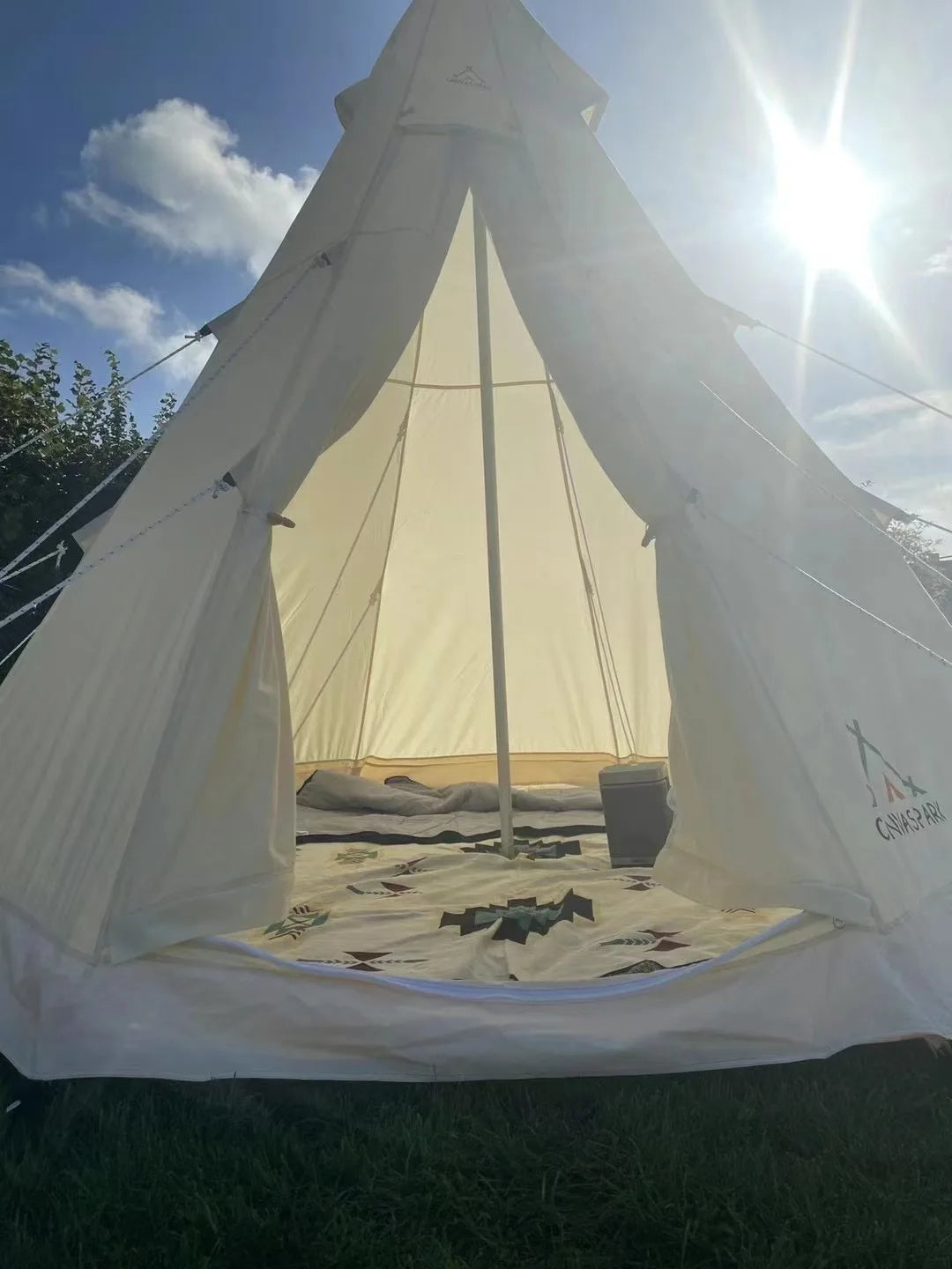 4-Season Luxury Bell Tent 9.85FT - Canvas Hot Tent with Aluminum Poles for Family Camping Hiking All-Weather