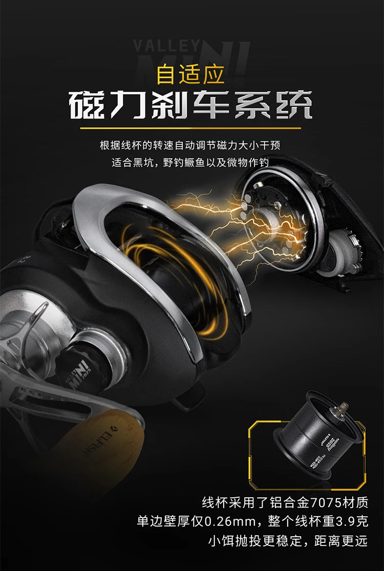 ERYU Mini 2025 Aluminum Alloy Baitcasting Reel with Magnetic Brake and 9+1 Bearings for Lure Fishing