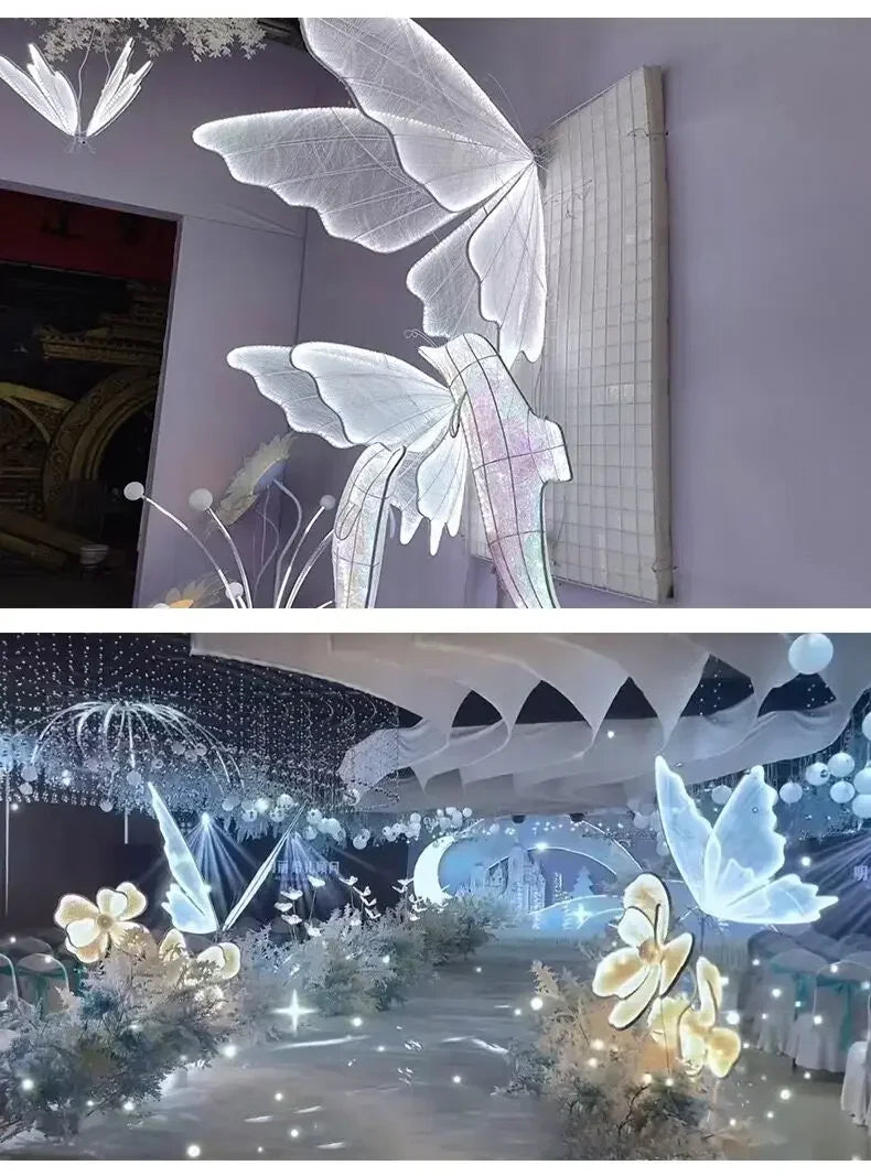 Wedding Ceiling Light Butterflies LED Lace Lamp Romantic Creative Hanging Butterfly Road Load Walkway on Party Stage Lights.