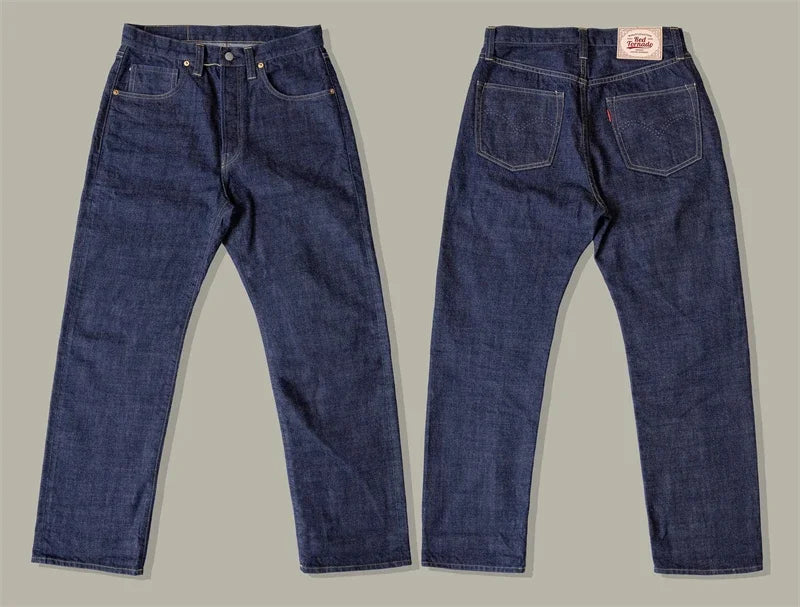 Red Tornado WW2 Model High Waist Loose Straight Men's Jeans 14oz Selvedge Denim Pants