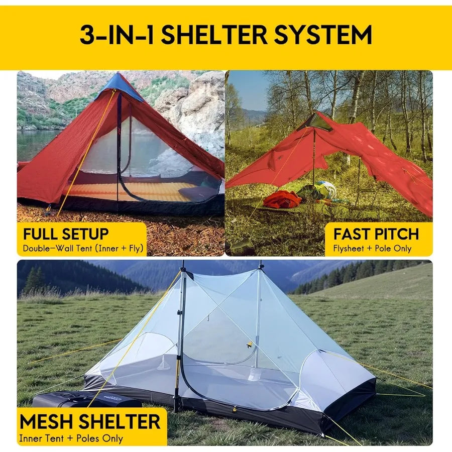 LANSHAN Ultralight Tent 3Season Backpacking Tent for 1Person or 2Person Camping Trekking Kayaking Climbing Hiking