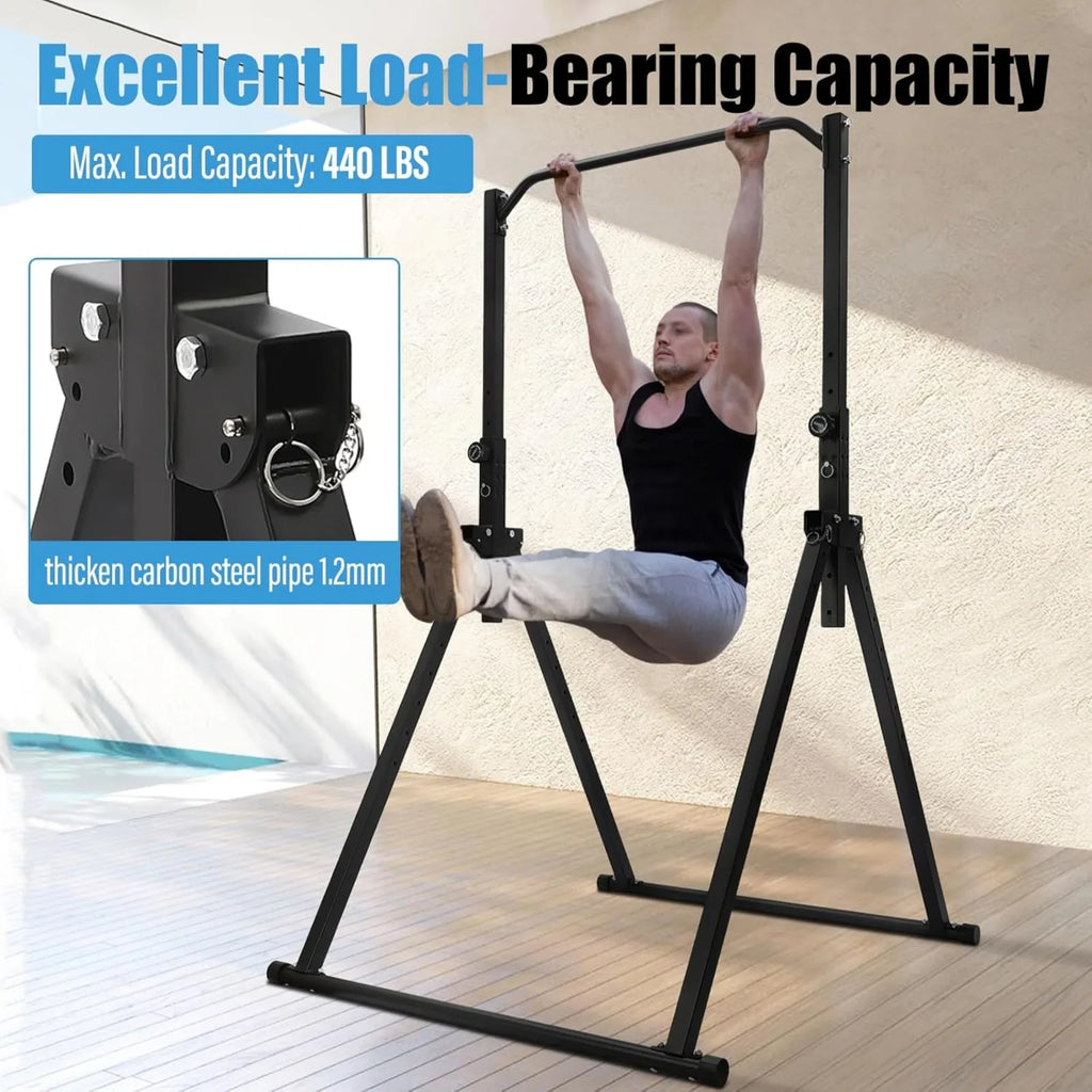 Foldable Pull Up Bar,Workout Dip Station Height Adjustable Pull Up Bar for Home,Multifunction Fitness Tower Station Gym Training