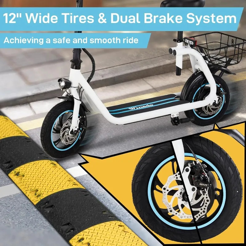 HOME.Electric Scooters for Adults, 25Miles Long Range, 15.5MPH Top Speed, Foldable E-Scooter 450W Motor with 12" Pneumati