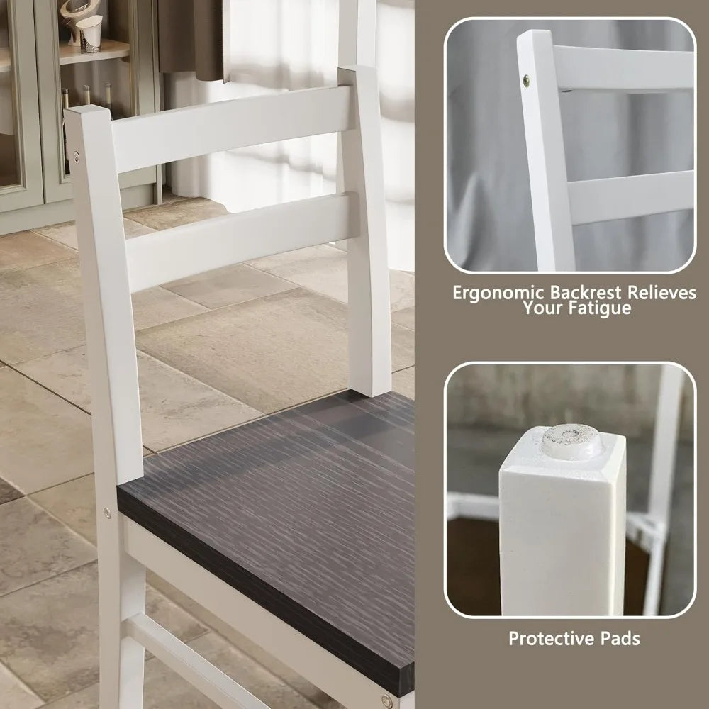 Solid Wood Dining Table Set for 4, Farmhouse Rectangular Table and 4 Chairs Set for Kitchen, Living Room, Breakfast Nook