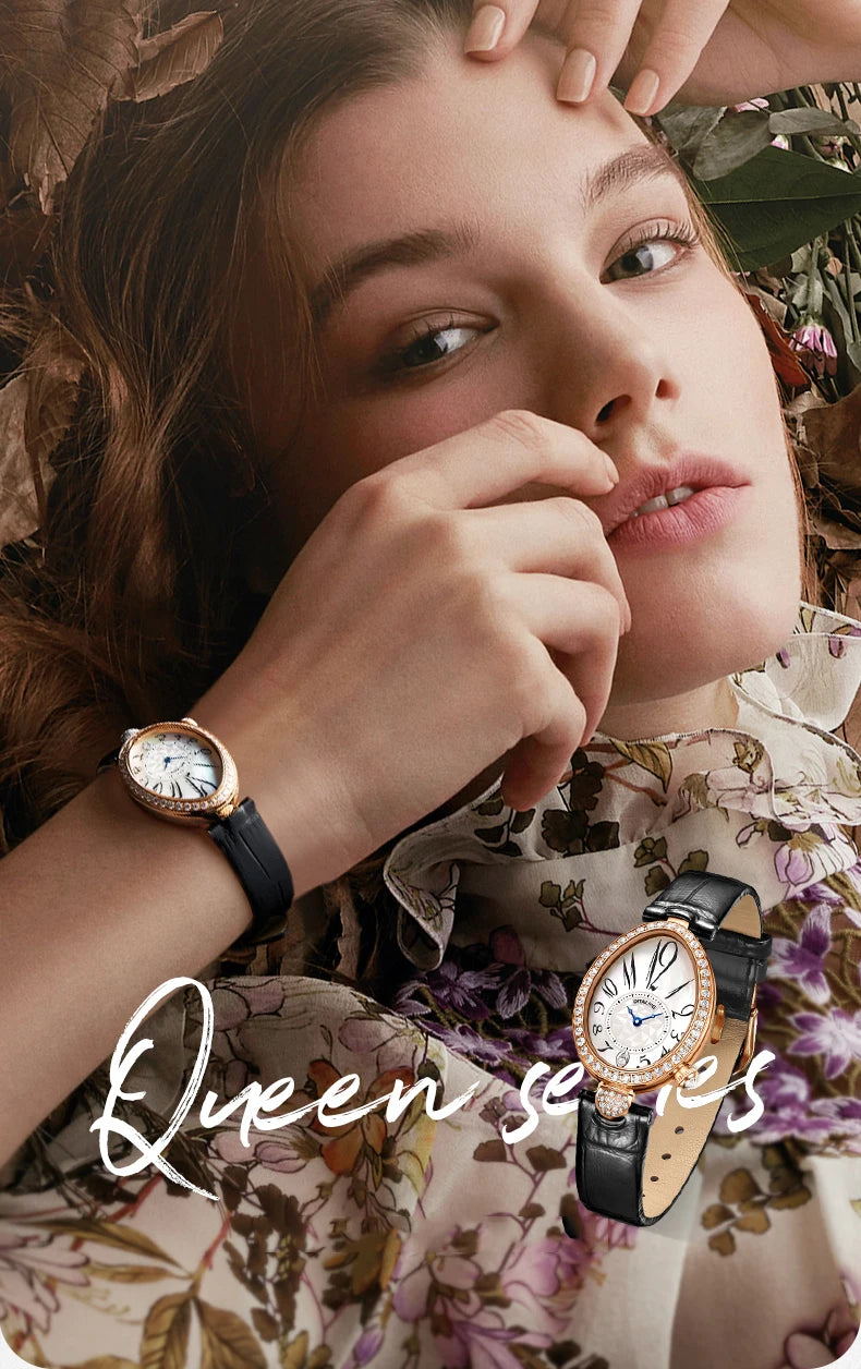 DITALING Women Luxury Watch Ladies Watches Vintage Quartz Wristwatch 30M Waterproof Skeleton Water Drop Shape Case Crystal Bezel