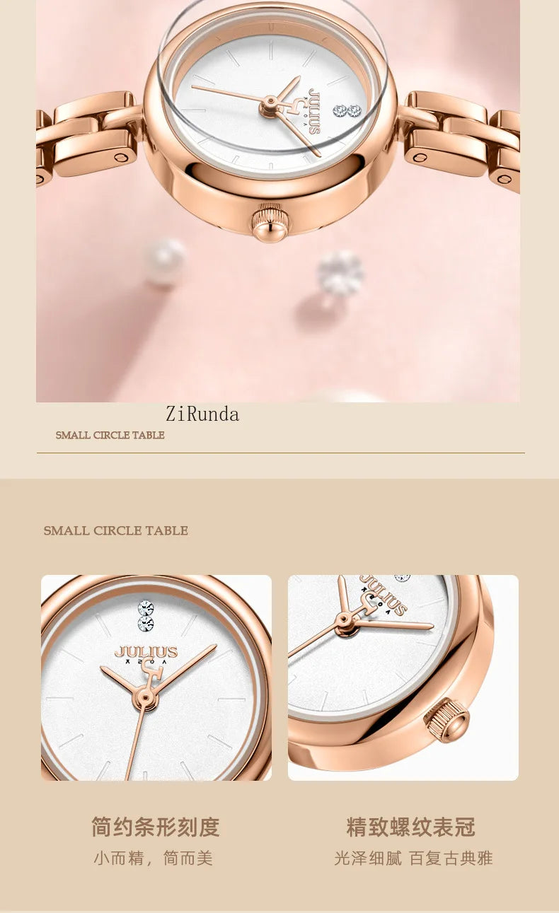 Ladies watch simple temperament luxury steel belt round waterproof quartz watch