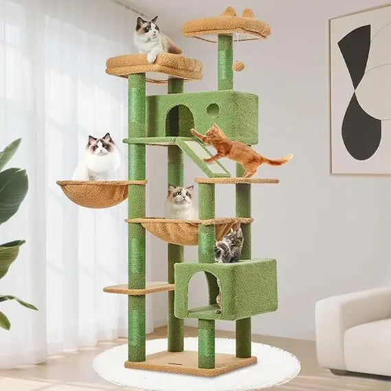 71-Inch Cat Tower for Indoor Cats Large Adult, Multi-Level Large Cat Condo, 8 Sisal Scratching Posts