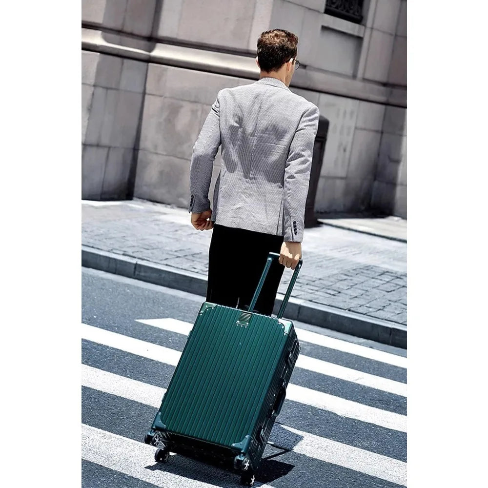 28 Inch Checked in Luggage with Aluminum Frame, PC Hard Shell Suitcase with Spinner Wheels and TSA Lock, Large Suitcase