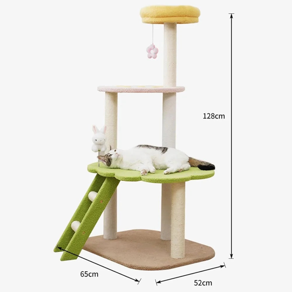 Indoor Multi-Level Cat Climbing Tree with Sisal Scratching Post, Green Cat Condo for Activity and Play