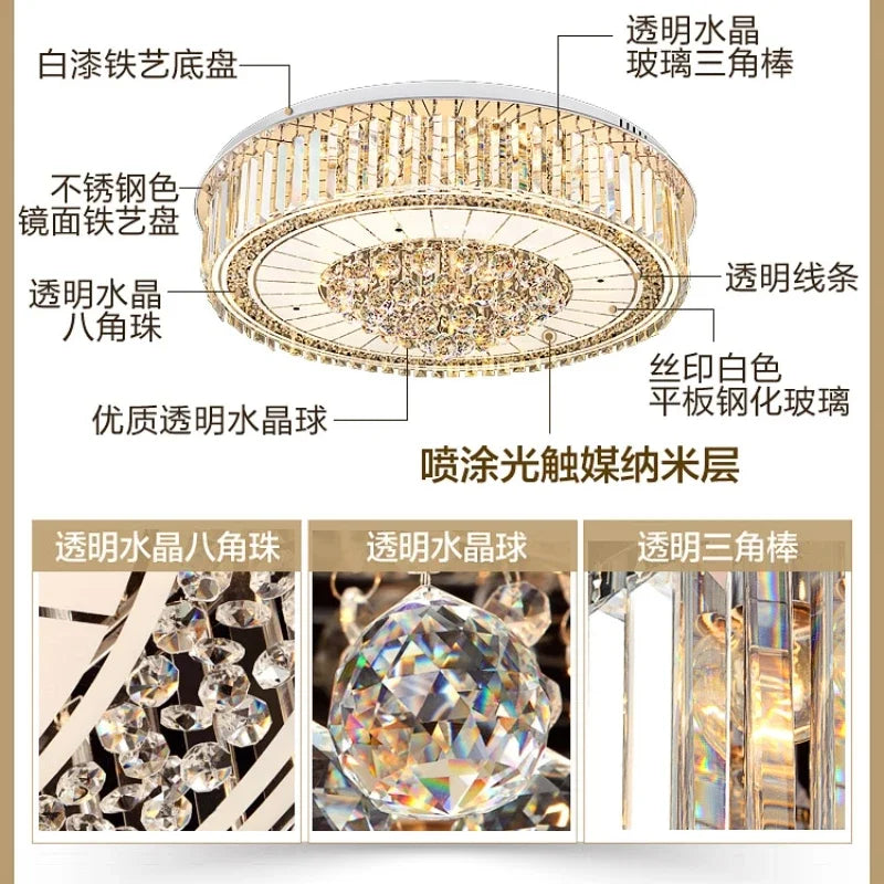 2025Crystal LED Ceiling Chandelier Living Room Decor Gold Lustre Luxury Lighting Dining Bedroom Island Light Indoor Ceiling Lamp