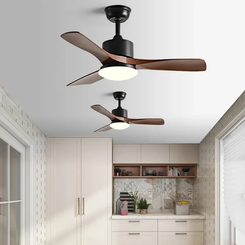 Modern Nordic Led Ceiling Fans with Lights Home Decoration Strong Wind with Focus Lamps for Kitchen Living Dining Room With Fan