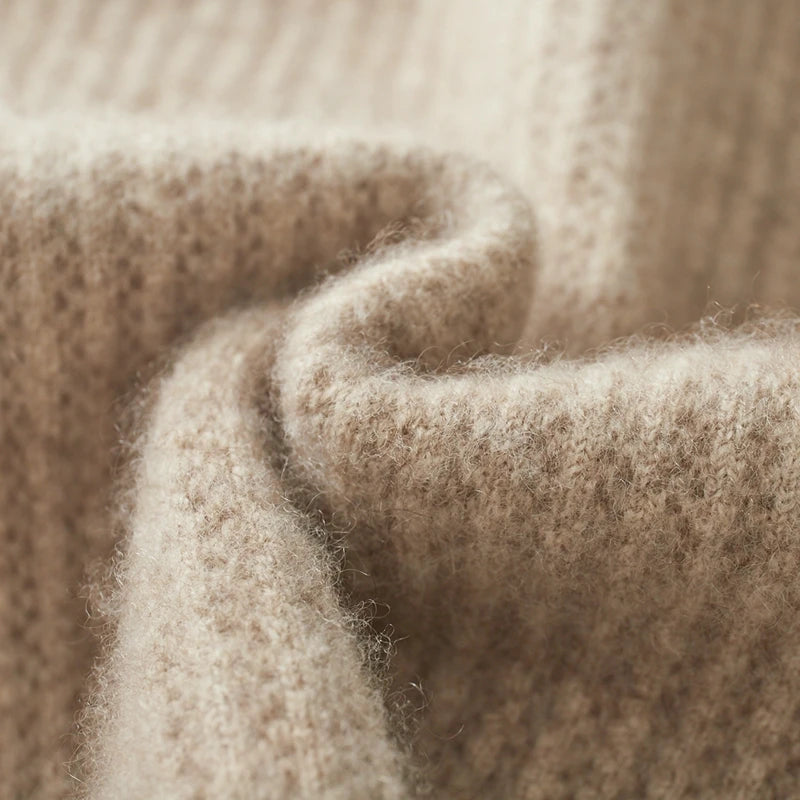 New Men's Thick Zipper Hoodie Cardigan100% Merino Wool Knitted Sweater Casual Loose Autumn/Winter Warm Hoodie Long Sleeve Jacket