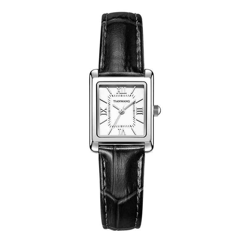 Elegance Leather Watch TIANWANG Luxury Square Women Genuine Leather Japanese Movement Minimalist Dress Wristwatch 3ATM