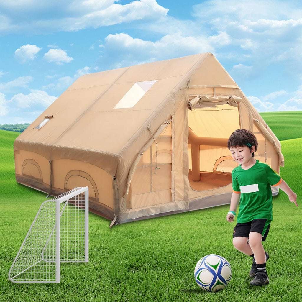 12m² Inflatable House with Skylight Air Glamping Tents Easy Setup Inflatable Camping Tent with Pump Camping with Mesh Windows