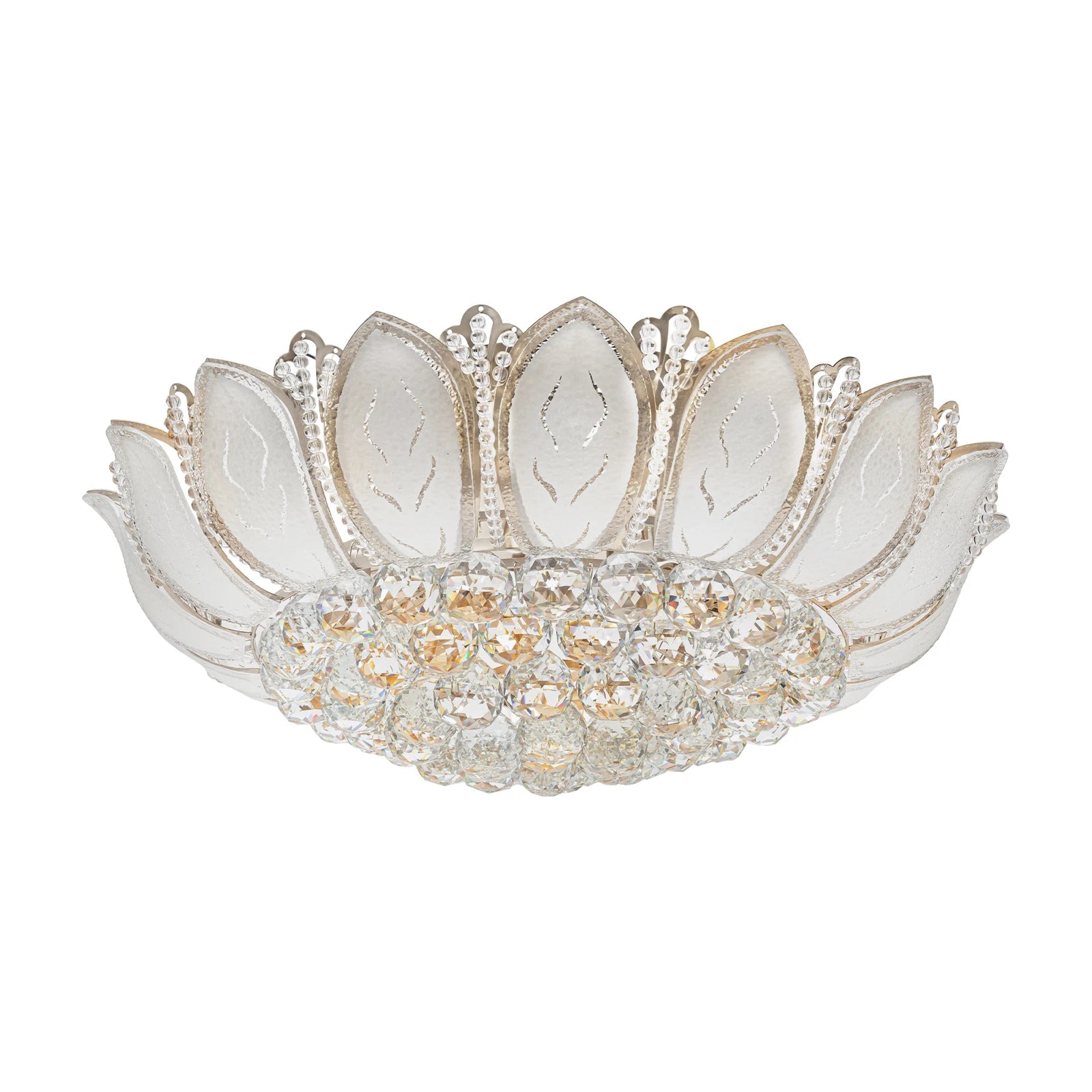 White Lotus Flower 360° Illumination Ceiling Light with 7 E12 Standard Bulb Base and Battery for Restaurants, Galleries, Hotels