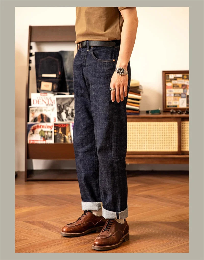 Red Tornado WW2 Model High Waist Loose Straight Men's Jeans 14oz Selvedge Denim Pants