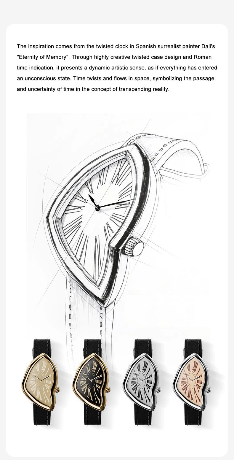 CRONUSART Women Quartz Watch 28mm*46mm Luxury Ladies Wristwatch Irregular Case Crystal Mirror Thickness 8.1mm