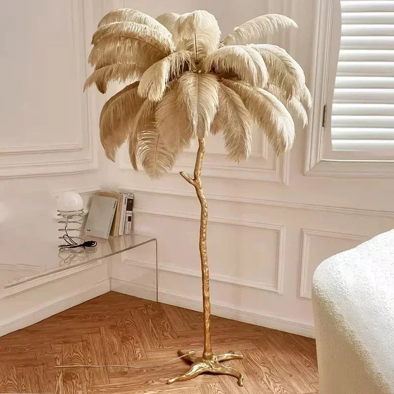 Modern Luxury Feather Floor Standing Lamp Living Room Sofa Background Wall Bedroom Bedside Light Home Deco Floor Lamp Mood Light