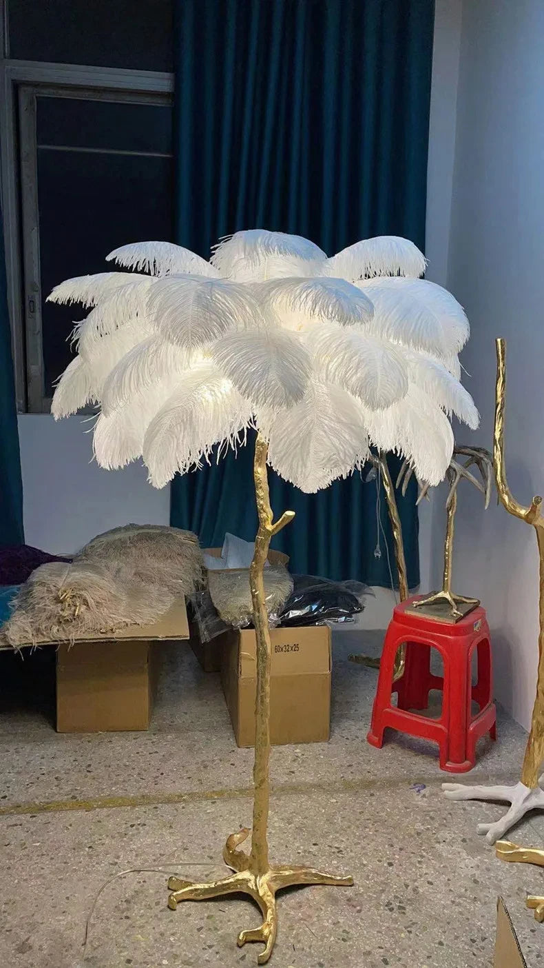 Modern Luxury Feather Floor Standing Lamp Living Room Sofa Background Wall Bedroom Bedside Light Home Deco Floor Lamp Mood Light