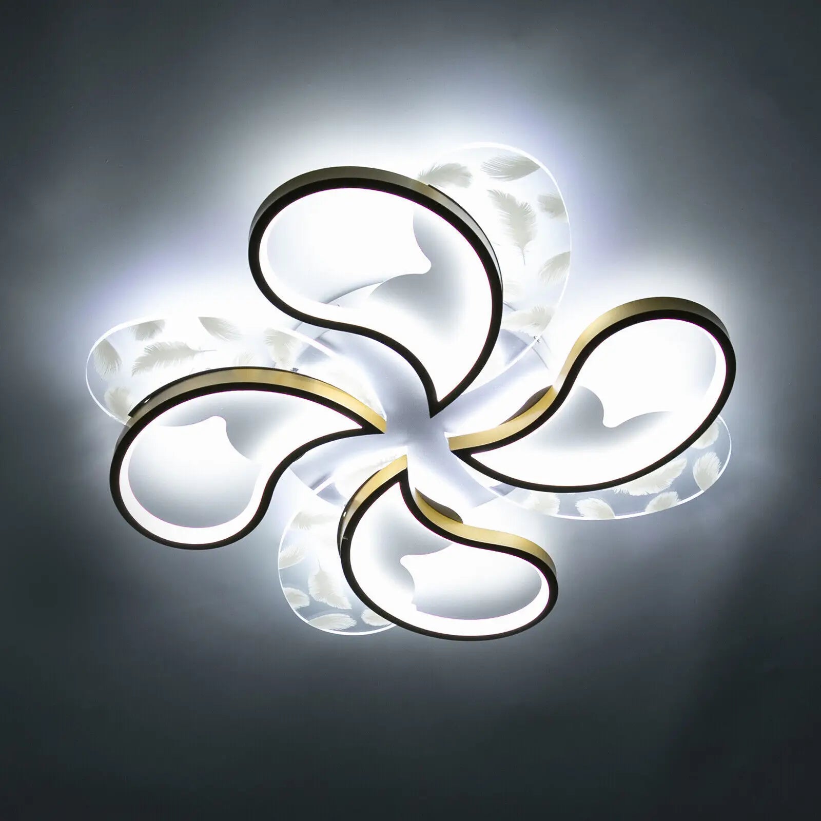 4-Lights Modern LED Acrylic Chandeleir Ceiling Light Fixtures Lamp 4480LM For Bedroom Living Room