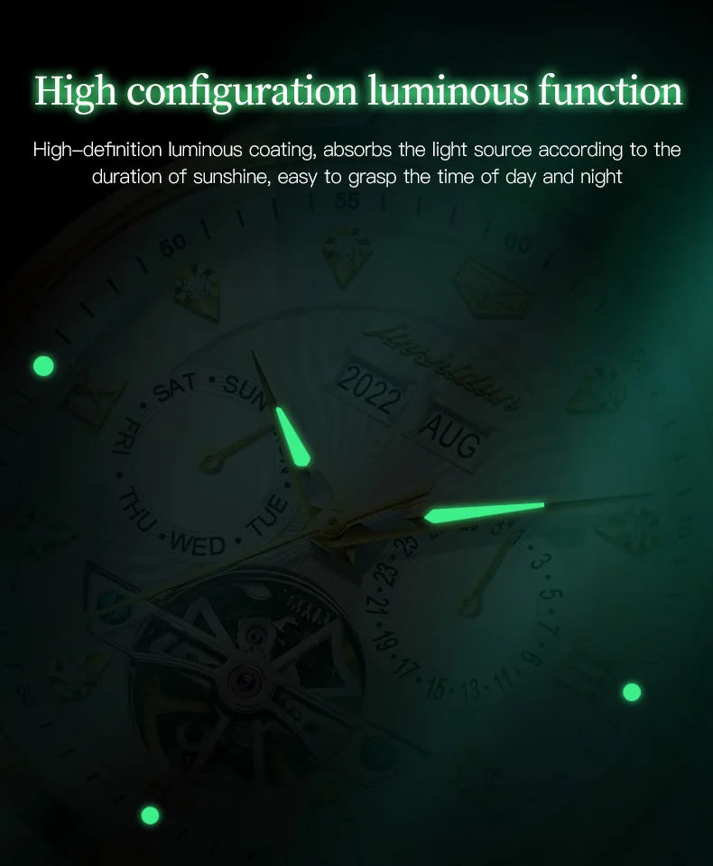 JSDUN 8911 Men's Watch High Quality Waterproof Luminescent Automatic Mechanical Watch Luxury Brand Multi functional Men's Watch