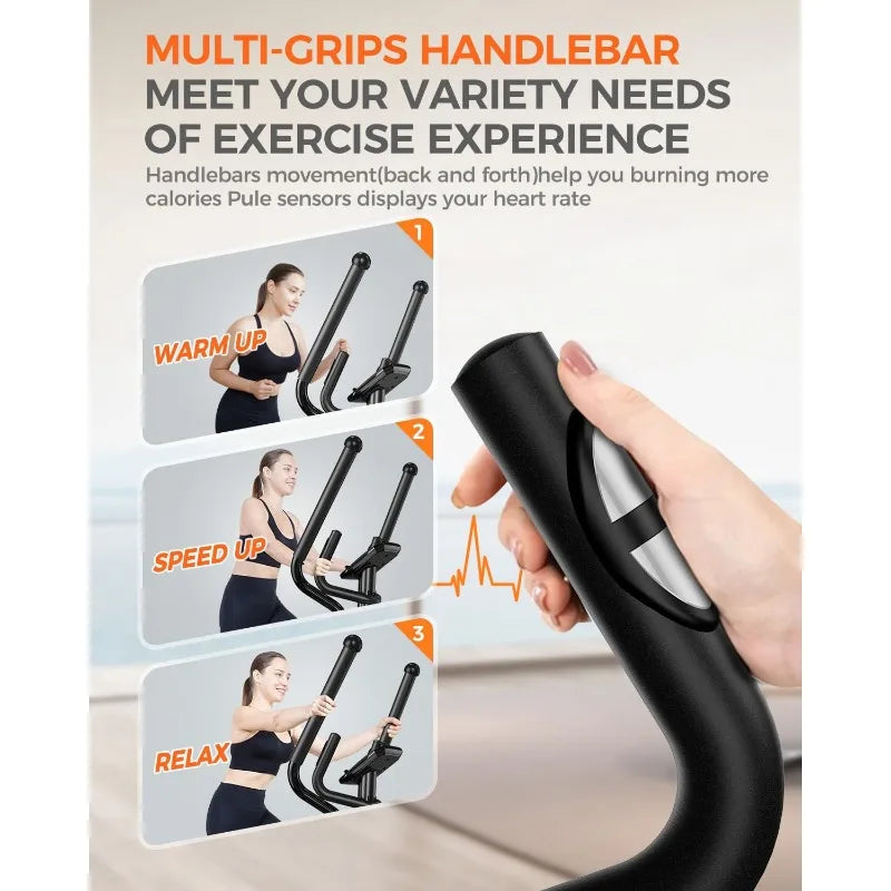 pooboo Elliptical Machine, Elliptical Exercise Machine with16-Level Resistance & Hyper-Quiet Magnetic Driving System