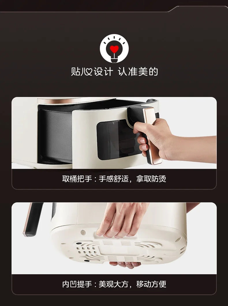 Large Capacity Air Fryer for Household Use Modern Kitchen Appliance Electric Cooking Machine with No Flip Visual Feature