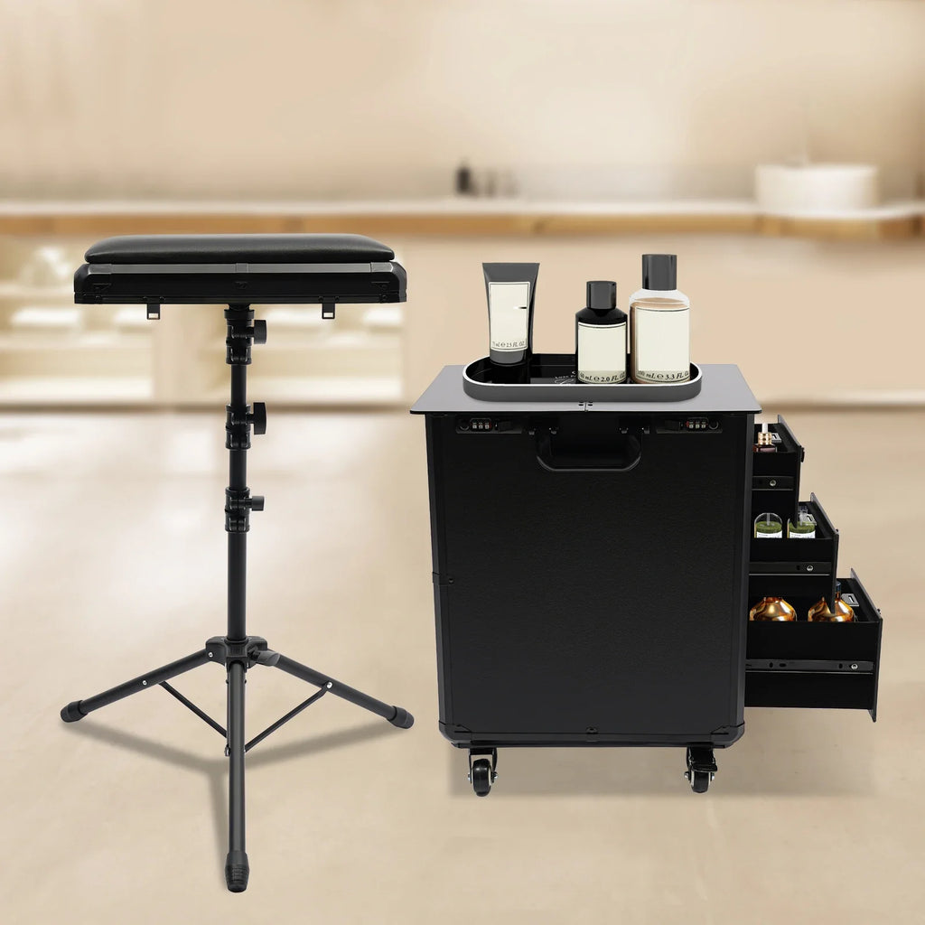 Modern 3-Drawer Makeup Storage Case Acrylic Top with Combination Lock Spacious Cosmetics Organizer