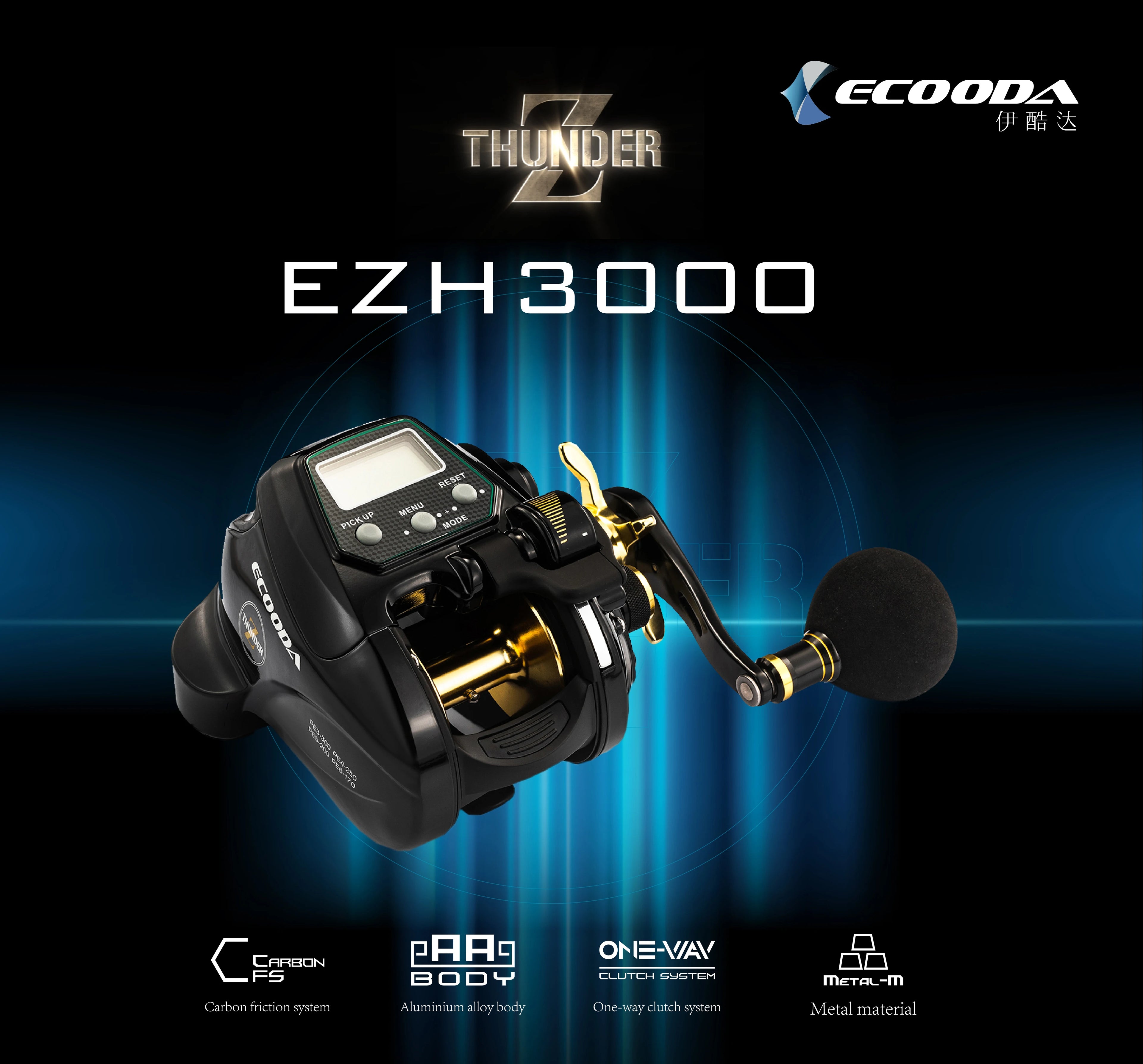 ECOODA-EZH 3000 Electric Fishing Reel, Offshore Boat Jigging Reel, 15kg Drag Power, Saltwater