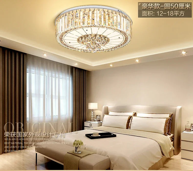 2025Crystal LED Ceiling Chandelier Living Room Decor Gold Lustre Luxury Lighting Dining Bedroom Island Light Indoor Ceiling Lamp