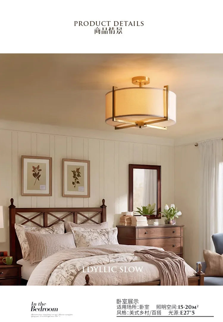 New Chinese Style Ceiling Lamp Exhibition Hall Hotel Restaurant Porch Study Bedroom Fabric Ceiling Lamp  Lustres  Room Decor
