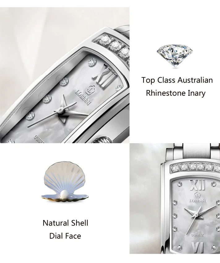 Switzerland Luxury Brand LOBINNI Ultra-thin Japan Quartz Women‘s Watches Fashion Diamond Relogio Feminino Waterproof Clock L8014