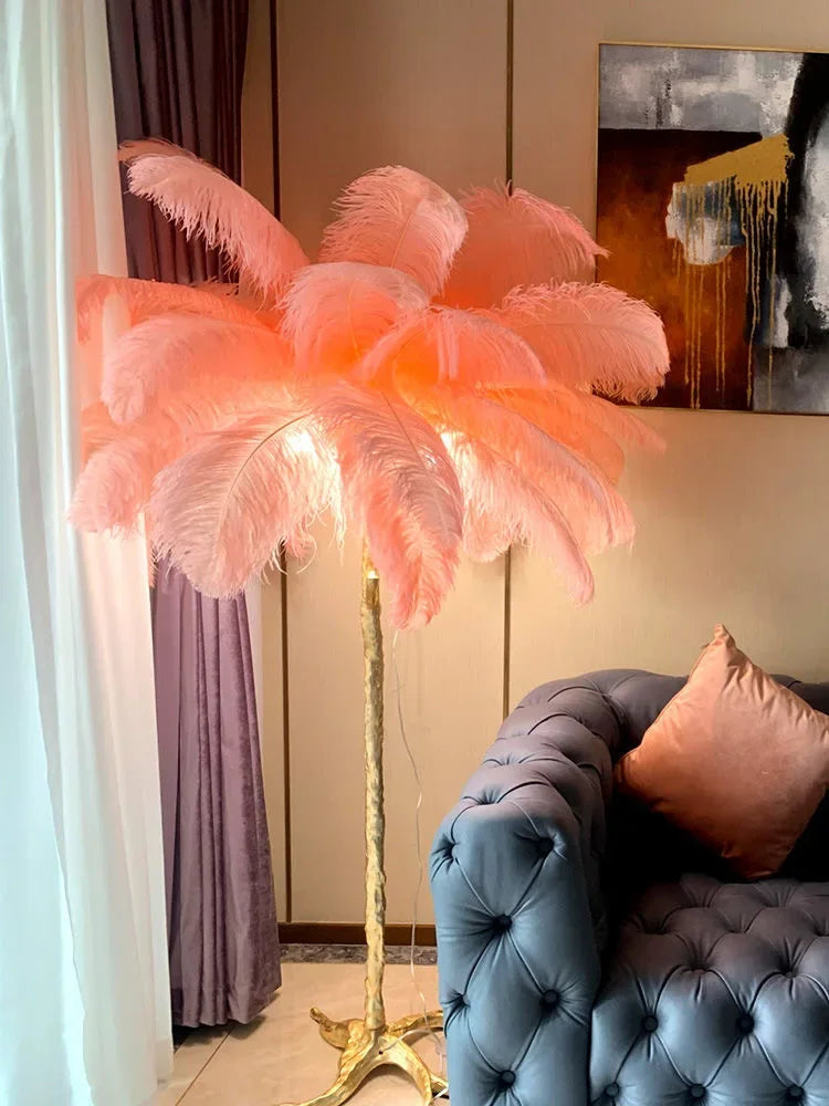 Modern Luxury Feather Floor Standing Lamp Living Room Sofa Background Wall Bedroom Bedside Light Home Deco Floor Lamp Mood Light