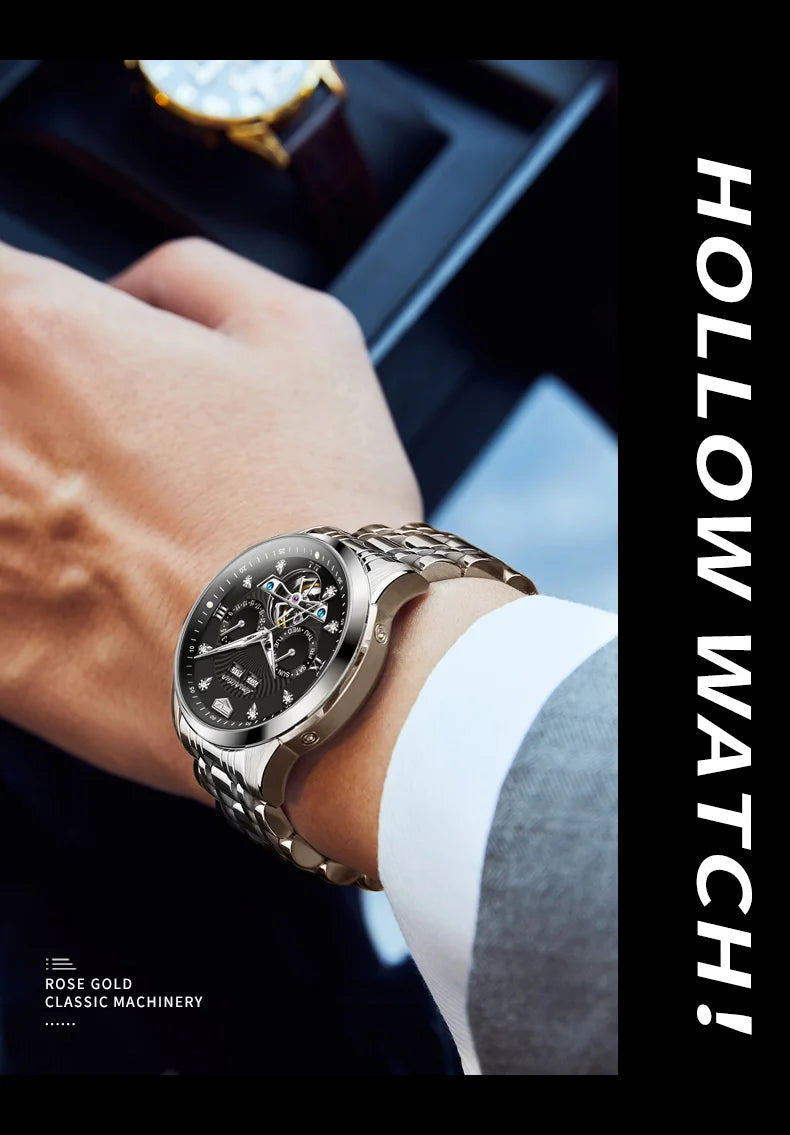 JSDUN 8911 Men's Watch High Quality Waterproof Luminescent Automatic Mechanical Watch Luxury Brand Multi functional Men's Watch
