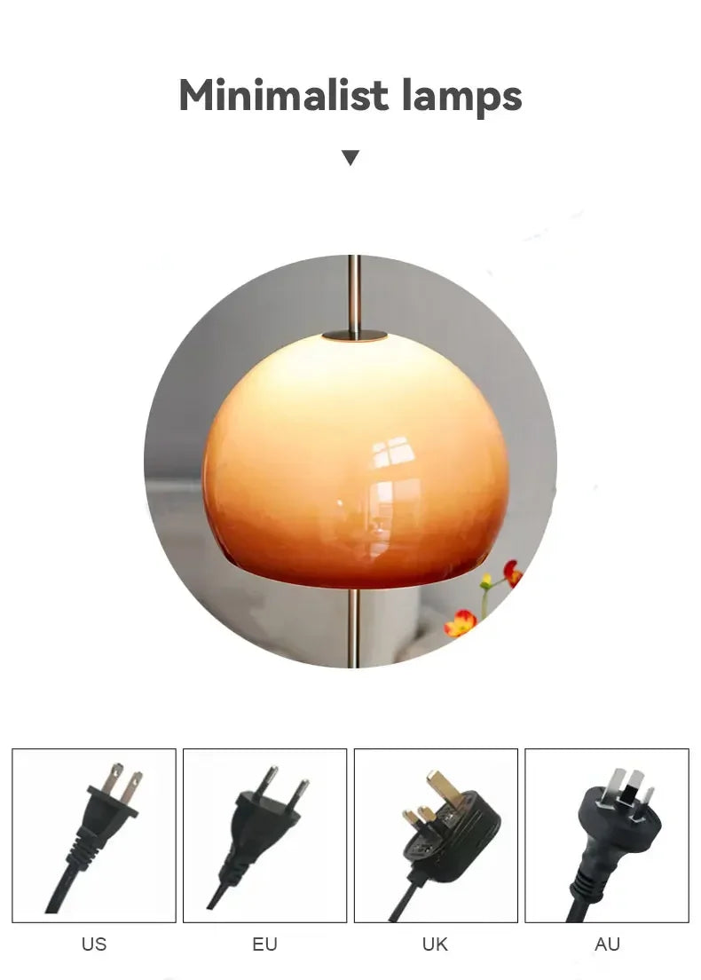 Bauhaus Living Room Retro Glass Table Lamp Gradient Orange Mushroom Floor Lamp Living Room Bedroom Atmosphere LED Lamp