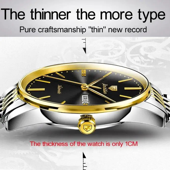 JSDUN 8767 Men Watch Fashion Business Ultra Thin Waterproof Dual Calendar Clock Men Luxury Original Automatic Mechanical Watch