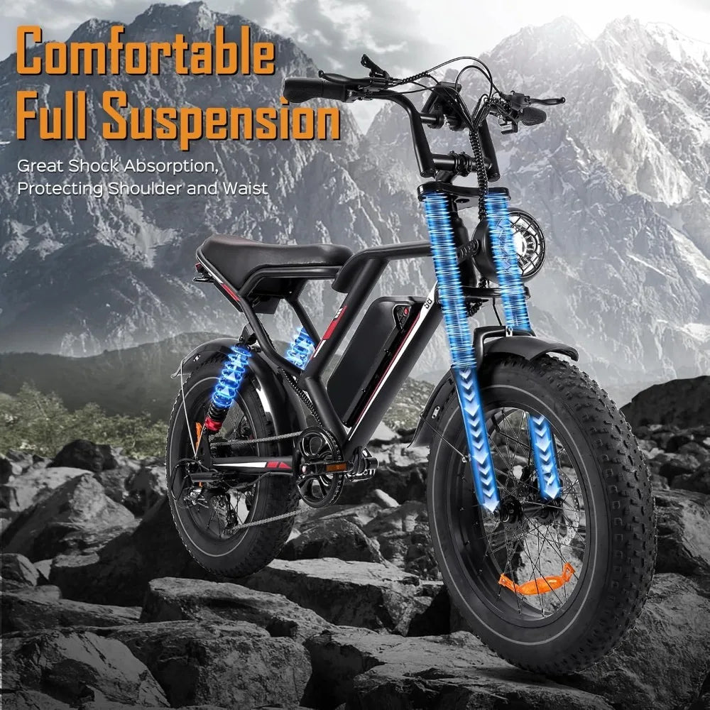 Outdoor Tools/Electric Bike for Adult,1000/3000W 20"Fat Tire 48V 17.5/25AH Removable Battery,Max 50/70 Miles Electric Motorcycle