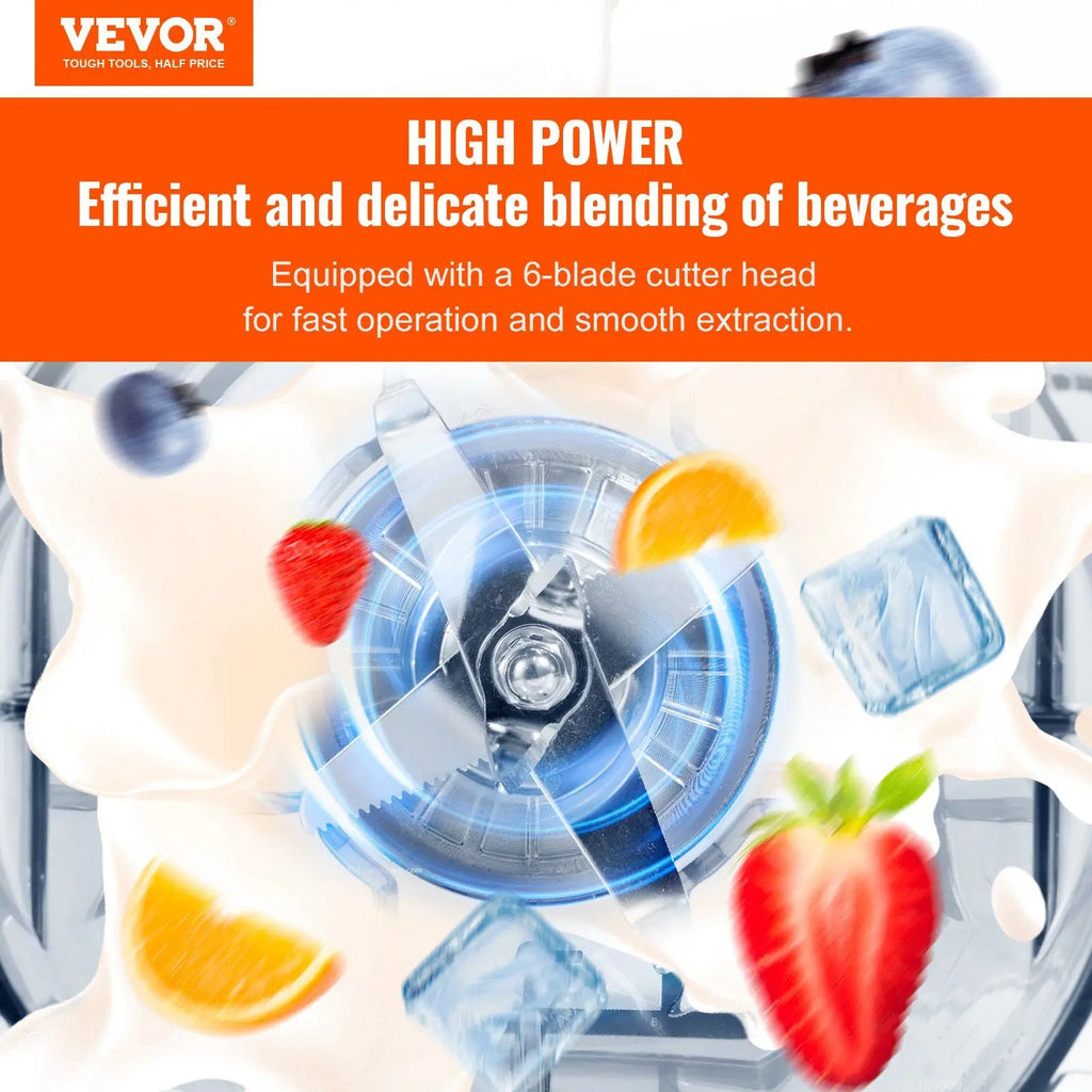 VEVOR Professional Blender, Commercial Countertop Blenders, 68 oz Jar Blender Combo, Stainless Steel 3 Functions Blender, for Fr