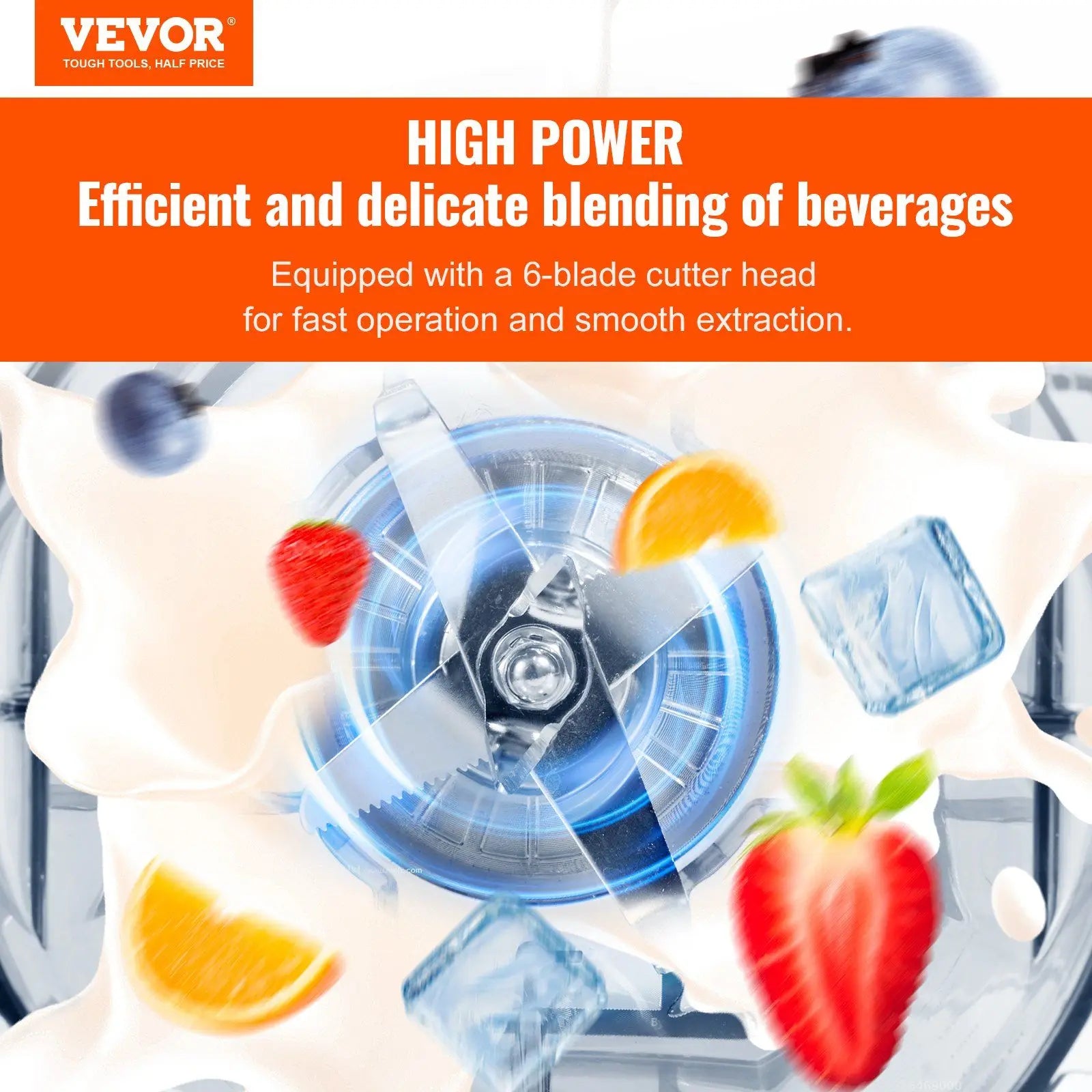 VEVOR Professional Blender, Commercial Countertop Blenders, 68 oz Jar Blender Combo, Stainless Steel 3 Functions Blender, for Fr