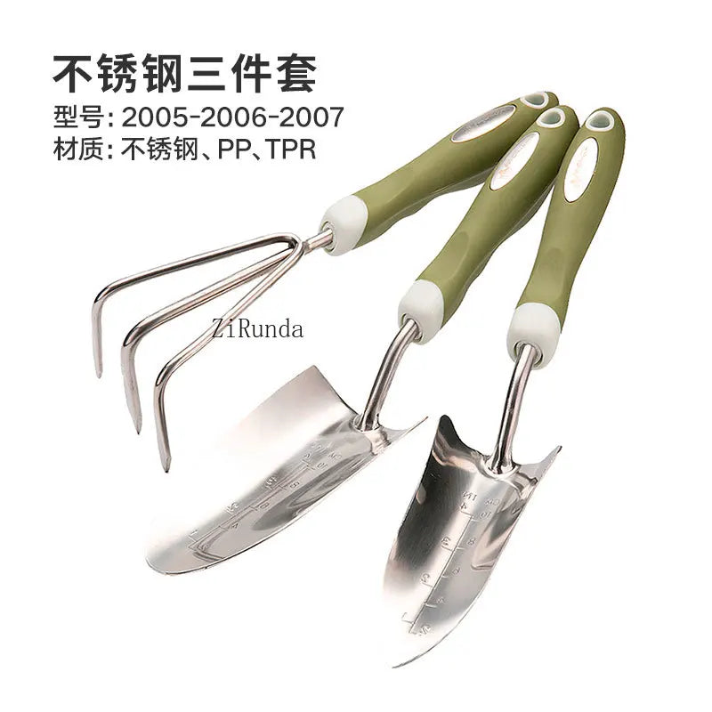 ~Gardening Stainless steel shovel tool 3-piece set Household potted plant planting flower shovel growing vegetable digging shove