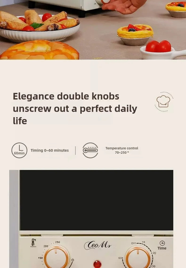 12L Electric Air Fryer Toaster Oven Mechanical 360°Baking Convection Deep Fryer Oil Free Large Capacity Kitchen Appliance