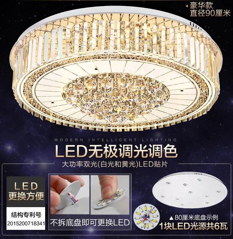 2025Crystal LED Ceiling Chandelier Living Room Decor Gold Lustre Luxury Lighting Dining Bedroom Island Light Indoor Ceiling Lamp