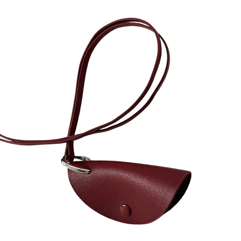 2023 New Elegant PU Leather Key Bag Necklace for Girls Anti Loss Neck Chain Accessory