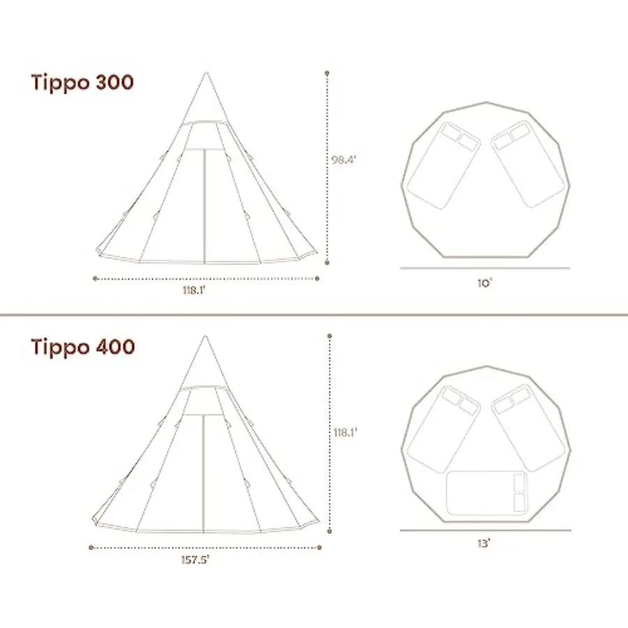 Canvas Family Camping Tent 45 Person 4 Season Glamping Tent with Stove Jack and Windproof Weather Resistant Bell