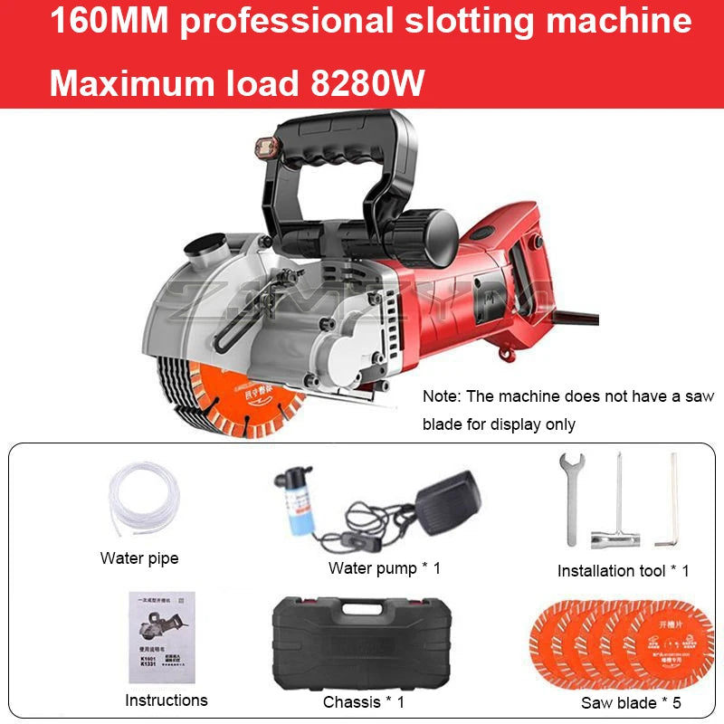 KCJ-001 220V Electric Wall Chaser Handheld Laser Slotting Machine Brick Wall Cutting Machine Concrete Groove Slotting Machine