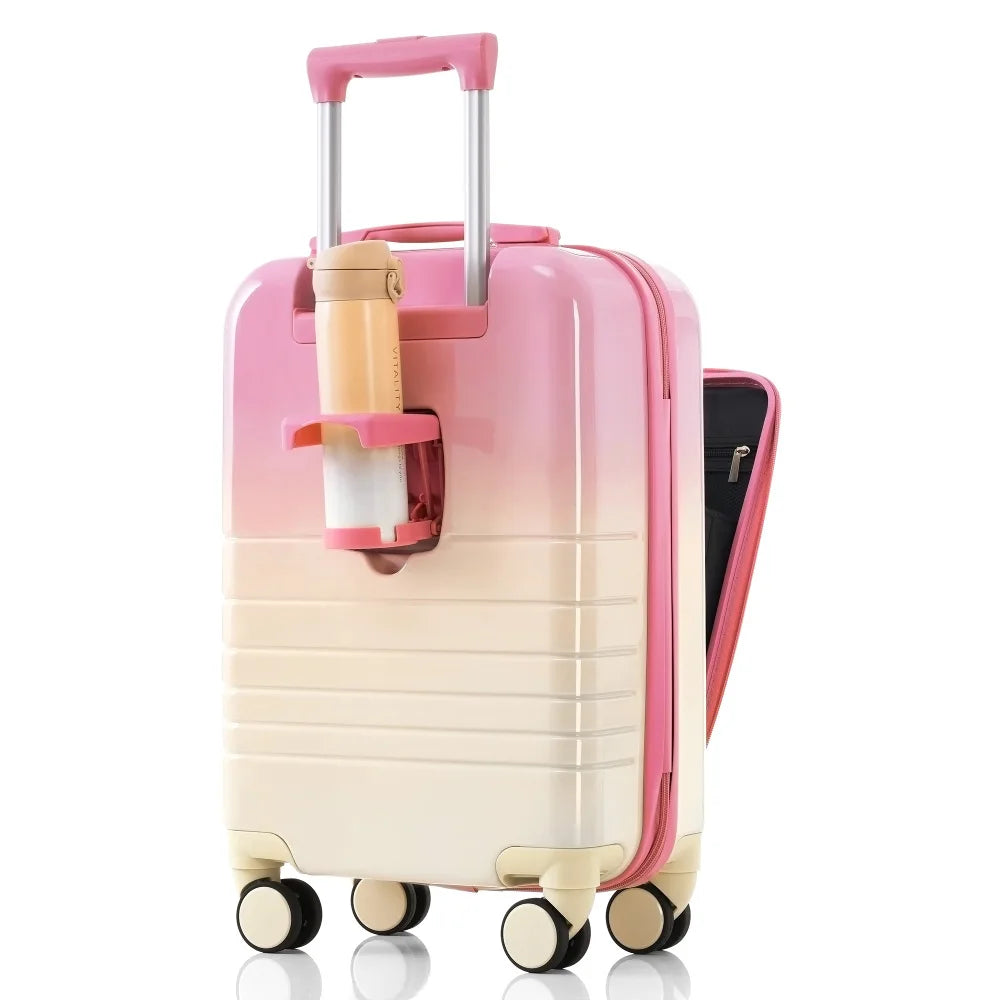 USB Port 20 24inch Front Opening Design Airline Certified Carry on Luggage ABS+PC Hard Shell Luggage with Spinner Wheels
