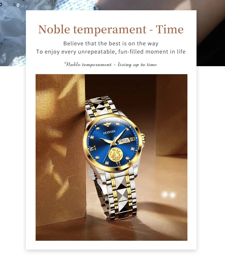 OUPINKE 3259 Real Gold Phoenix Women Watch Luxury Swiss Certified Automatic Mechanical Watch Elegant Travel Dress Women Watch